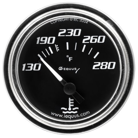 Equus 7000 Series Gauges E7232 Gauge, Series, Water Temperature, 130-280 degrees F, 2 in., Black Face, Analog, Mechanical, Each thumbnail 2