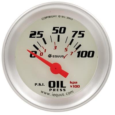Equus 8000 Series Gauges E8164 Gauge, Series, Oil Pressure, 0-100 psi, 1.5 in., White Face, Analog, Electrical, Each thumbnail 1