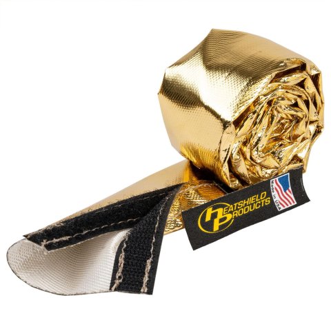 Heatshield Products Heat Sleeves 244100 Sleeve, - Reflective heat shield sleeve 1 id x 3 ft H&L seam- Cold Gold Sleeve shields up to 90 percent of radiant 1100F. thumbnail 2