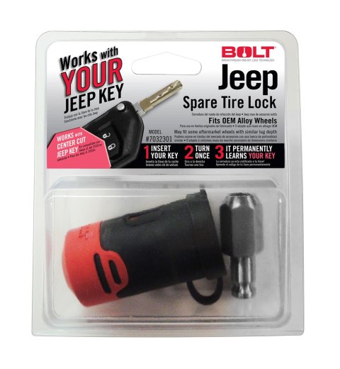 BOLT Jeep Spare Tire Locks 7032301 Lock, Stainless Steel, Natural, Black and Red Covering, Jeep, Each thumbnail 2