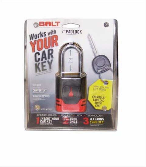 BOLT Padlocks 7018518 Padlock, 0.313 in. U-Bolt Diameter, Uses GM Ignition Key, Each