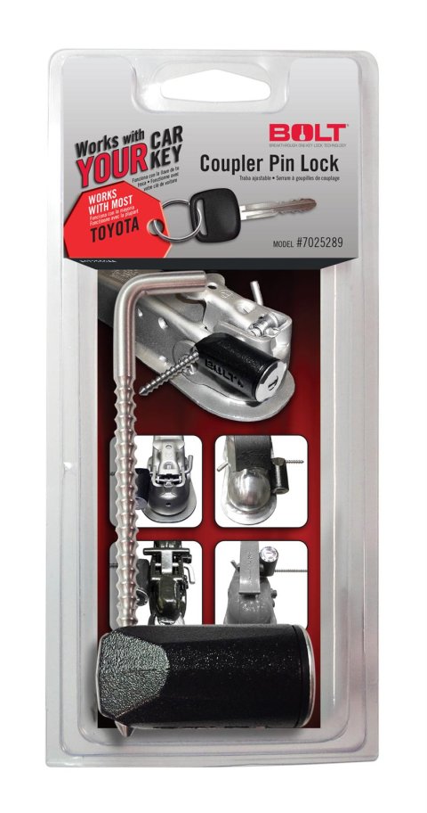 BOLT Coupler Pin Locks 7025289 Latch Lock, 1/4 in. Diameter, Stainless Steel, Uses Toyota Ignition Key, Each thumbnail 2