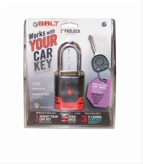 BOLT Padlocks 7018517 Padlock, 0.313 in. U-Bolt Diameter, Uses GM Ignition Key, Each thumbnail 1
