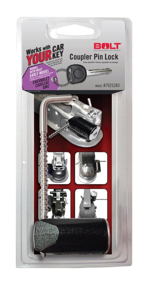 BOLT Coupler Pin Locks 7025283 Latch Lock, 1/4 in. Diameter, Stainless Steel, Uses GM Ignition Key, Each thumbnail 2