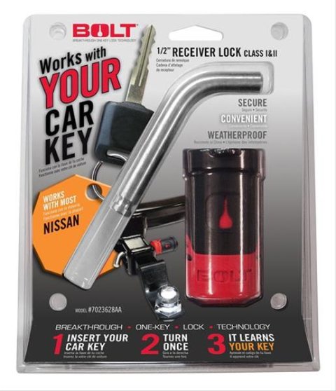 BOLT Receiver Locks 7023628 Lock, 0.500 in. Receiver/Coupler Diameter, Uses for Nissan Ignition Key, Each thumbnail 1