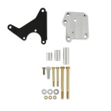 Detroit Speed Power Steering Pump Brackets 092104DS Brackets, Cylinder Head Mount, Billet Aluminum/Steel, Black/Natural, Ford, with A/C, Kit thumbnail 3