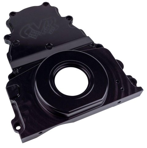 CVR LS 2-Piece Timing Covers TC2327BK Cover, 2-Piece, Billet Aluminum, Black Anodized, Chevrolet, Gen 3, V8, Each thumbnail 1