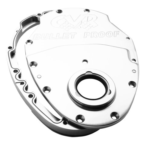 CVR Timing Covers TC2350CL Cover, 2-piece, Billet Aluminum, Clear Anodized, Bolts, Gaskets, Chevy, V6, V8 Small Block, Kit thumbnail 1
