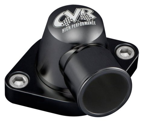CVR Thermostat Housings TSH8BK Housing, 90 degree, Swivel, Billet Aluminum, Black Anodized, O-ring Sealing Style, Chrysler, Each thumbnail 2