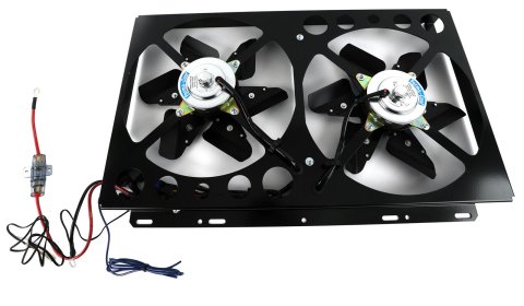 13 Inch 6,000 CFM Perma-Cool Cool Pack Electric Fan 19500 Fan, Pack, Electric, Dual, 21 amps, Black Aluminum Blades, Black Aluminum Shroud, Each thumbnail 1
