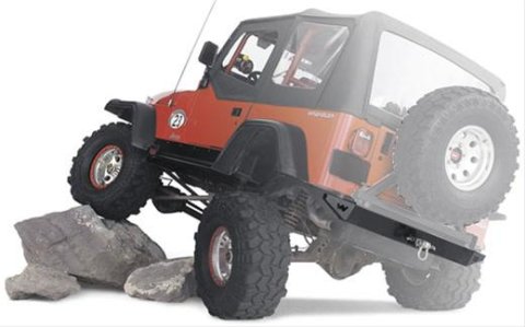 Warn Rock Crawler Bumpers for 1976-1983 CJ5, 1976-1986 CJ7 - 62947 Rear Bumper, Crawler, Fabricated, Steel, Black, Jeep, Each