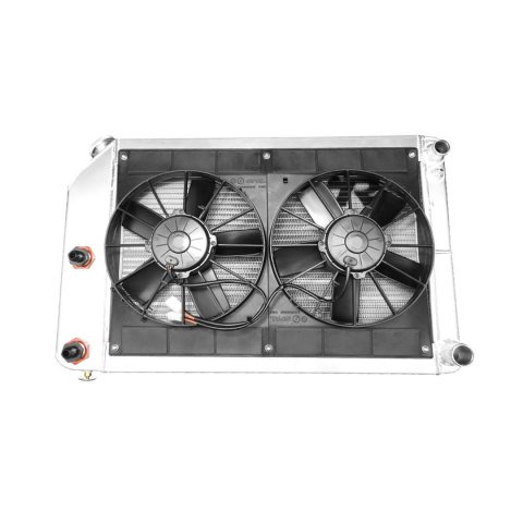 PWR North America OE Fit Radiator Modules for 1967-1969 CAMARO, FIREBIRD - 15-11013 Radiator, Fit, Cross Flow, Aluminum, Natural, Dual Spal Fans, 11 in. Diameter, Engine Oil Cooler, LS Engines, Chevrolet, Pontiac, Kit thumbnail 1
