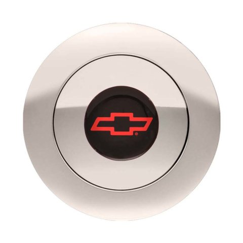 GT Performance GT-9 Large Horn Buttons 11-1162 Button, Large, GT-9, Billet Aluminum, Polished, Chevy Bowtie Colored Emblem, Performance, 3 in. Button Diameter, 4.5 in. Overall Diameter,Each thumbnail 2