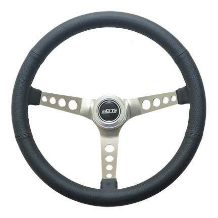 GT Performance GT-3 Retro Mustang Stainless Steel Steering Wheels 35-5445 Wheel, Mustang, Leather, Black, Spoke, Polished, 15 in. Diameter, 4.625 in. Dish, Each thumbnail 4