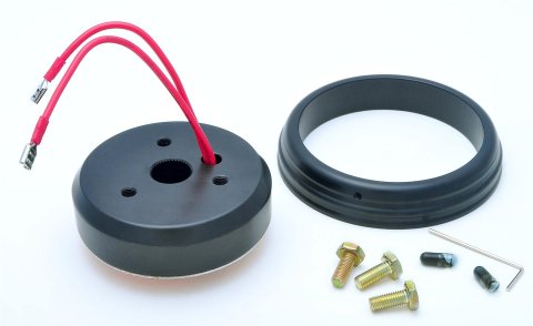 GT Performance Steering Wheel Installation Kits 20-6009 Kit, 3-Bolt Mount, Billet Aluminum, Black Anodized, Ford, Mercury, Kit thumbnail 1