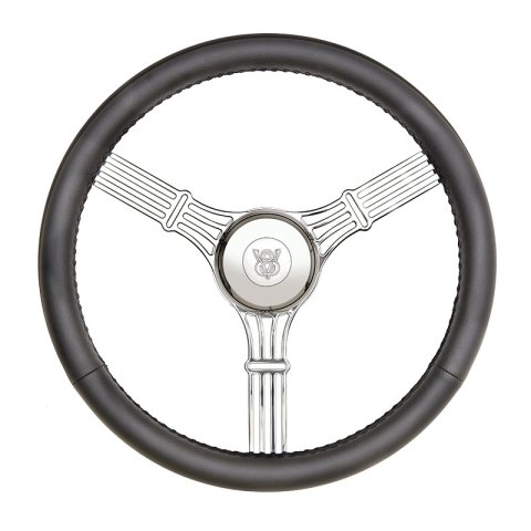 GT Performance GT-3 Gasser Banjo-Style Steering Wheels 21-5645 Wheel, Banjo Style, Leather, Black, Billet Aluminum Spoke, Polished, 15 in. Diameter, Flat Dish, Each thumbnail 3