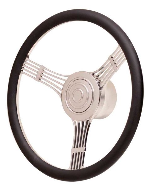 GT Performance GT-9 Retro Banjo Steering Wheels 21-4245 Wheel, Banjo, Black Leather Grip, Polished Aluminum Spokes, 15.50 in. Dia., 9-Bolt, Each thumbnail 3
