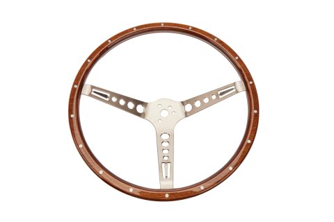 GT Performance GT-3 Retro Mustang Wood Steering Wheels 35-5457 Wheel, Mustang, 3-Spoke, Stainless, Brushed, Walnut Color Grip, 15 in. Dia., 3-Bolt thumbnail 3