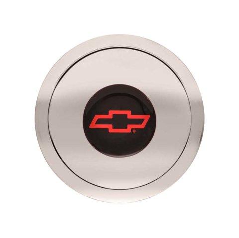 GT Performance GT-9 Small Horn Buttons 11-1122 Button, Small, GT-9, Billet Aluminum, Polished, Chevy Bowtie Colored Emblem, Performance, 3 in. Button Diameter, 3.5 in. Overall Diameter,Each thumbnail 2