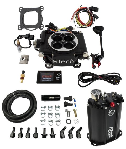 FiTech Go EFI 4 600 HP Fuel Injection Systems with Force 35202 System, Self-Tuning, Throttle Body, Satin Black, System, ECM, Kit thumbnail 1