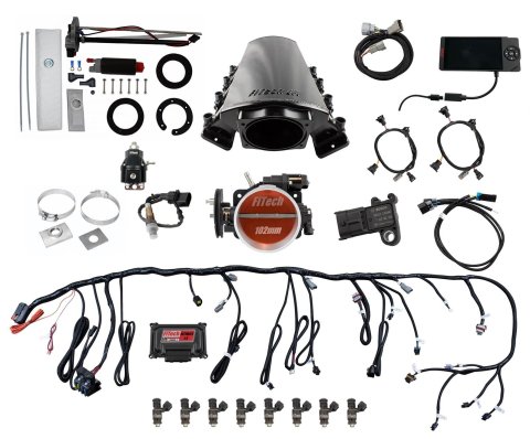 FiTech Ultimate LS EFI 750 HP Fuel Injection Systems with Go In-Tank Module 76218 System, LS, HP, Multi-port, LS7 Square Port Heads, Force Fuel, Fuel, Transmission Controller, Kit