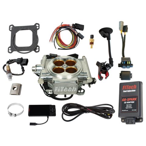 FiTech Go EFI 8 PA 1200 HP Systems with Spark CDI Ignition 93013 Bright Aluminum Finish System With Box Master Kit