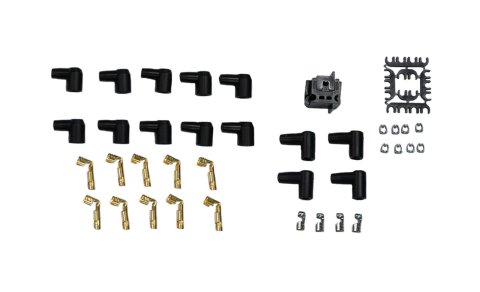 FiTech Go-Spark Ceramic Spark Plug Wire Sets 90015 Wires, Go-Spark, Pre-Made, Ceramic, Black, 8mm, Spiral Core, 90 Degree Boots, Over Valve Cover, HEI, Chevy, Small Block, Set thumbnail 2