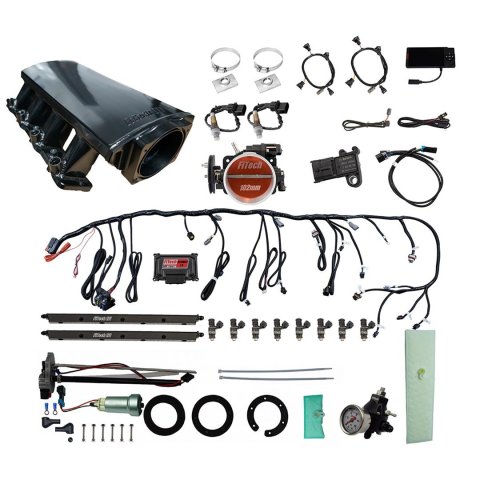 FiTech Ultimate LS EFI 750 HP Fuel Injection Systems with Go In-Tank Module 76113 Systems, System With Short LS3 Port Intake, In Tank 440 LPH Pump & Regulator Master Kit
