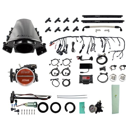 FiTech Ultimate LS EFI 1,000 HP Fuel Injection Systems with Go In-Tank Module 76137 1000 System With Short LS7 Port Intake, Transmission Control & In Tank 440 LPH Pump & Regulator Master Kit