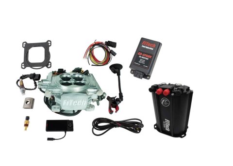 FiTech Go EFI 4 Power Adder 600 HP Self-Tuning Fuel Injection System with Force 93556 Systems, Bright Aluminum With Mini Delivery Master Kit & Spark CDI Box