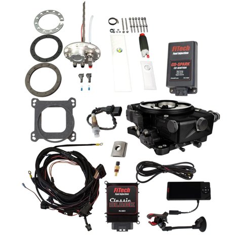 FiTech Go EFI Classic 650 HP System In-Tank Pump/Go-Spark Fuel Injection Master Kits 96721 Black With Kit