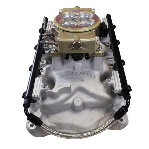 FiTech Ultra Port EFI SBF 351W Systems 30-18-514 Fuel Injection Systems, EFI, Offenhauser VPI, Intake Manifold, Gold Throttle Body, ECM, Gasoline, E85, 500 HP, Ford, 351W, Kit