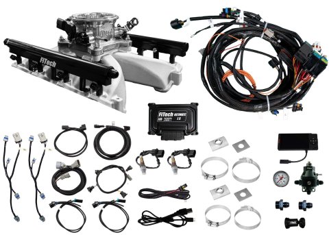 FiTech Ultra Port EFI LS Systems 37013 Fuel Injection Systems, EFI, LS3 Intake Manifold, Brilliant Finish Throttle Body, Gasoline, 750 HP, Chevy, LS, Kit