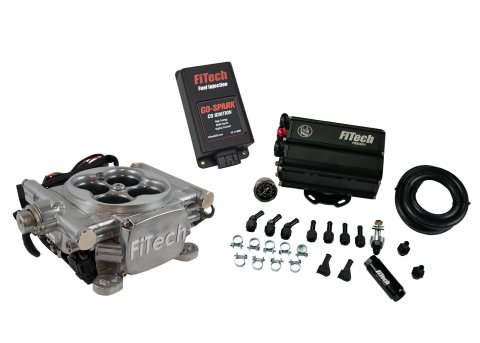 FiTech Go EFI 4 600 HP Self-Tuning Fuel Injection Systems 93551 Systems, Bright Aluminum System With Force Mini Delivery Master Kit and Spark CDI Box