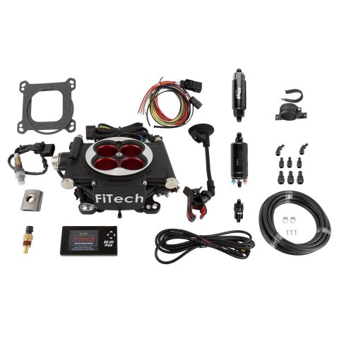 FiTech Go EFI 4 Power Adder 600 HP Self-Tuning Fuel Injection Systems 31004 System, Self-Tuning, Throttle Body, Black Powdercoated, Injectors, ECM, Kit