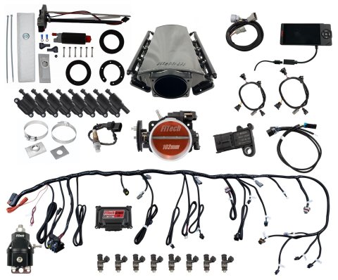 FiTech Ultimate LS EFI 750 HP Fuel Injection Systems 78614 Injection, LS, Master Kit 70014 w/ 50015 In-Tank Module, 54001 regulator, w/ coil pack set