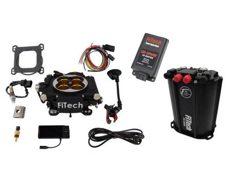 FiTech Go EFI 2x4 PA 1200 HP System Force Fuel Injection Master Kits 93545 Systems, Bright Aluminum With Dual Pump Delivery Kit & Spark CDI Box