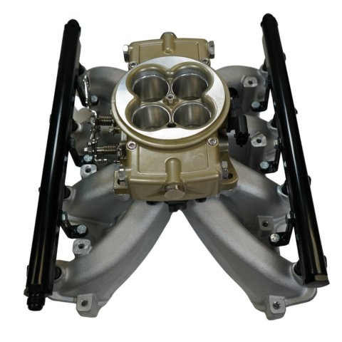 FiTech Ultimate Retro LS EFI 750 HP Fuel Injection Systems 37006 Port Classic Gold System With Cast LS1 Intake