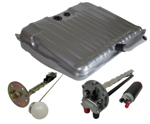 FiTech Go EFI Fuel Tank Kits for 1964 GTO, LEMANS, TEMPEST - 58036 Tank, 24 Gallon, Steel, Silver Powdercoated, Pontiac, Kit