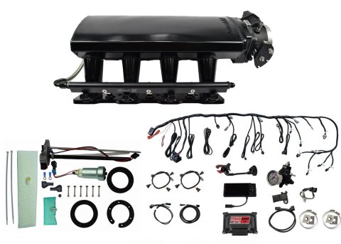 FiTech Ultimate LS EFI 750 HP Fuel Injection Systems with Go In-Tank Module 76108 Systems, System With Long Runner Cathedral Intake, In Tank 440 LPH Pump & Regulator Master Kit