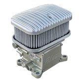 FiTech Fuel Injection Air Cleaners 42400 D-Shaped Cleaner Kit, 3x2 EFI Systems - Cast Finish/Finned Top, Cotton Gray Filter and Hardware thumbnail 3