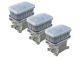 FiTech Fuel Injection Air Cleaners 42400 D-Shaped Cleaner Kit, 3x2 EFI Systems - Cast Finish/Finned Top, Cotton Gray Filter and Hardware thumbnail 4
