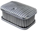 FiTech EFI 3x2 D-Shaped Air Filter Assemblies 42401 Cleaners, Rectangular, Opening, 3 x 2 Systems, Finned Top, Polished, Cotton Gauze Gray Element, with Hardware, Set of 3 thumbnail 1