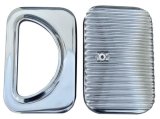 FiTech EFI 3x2 D-Shaped Air Filter Assemblies 42401 Cleaners, Rectangular, Opening, 3 x 2 Systems, Finned Top, Polished, Cotton Gauze Gray Element, with Hardware, Set of 3 thumbnail 2
