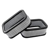 FiTech EFI 3x2 D-Shaped Air Filter Assemblies 42401 Cleaners, Rectangular, Opening, 3 x 2 Systems, Finned Top, Polished, Cotton Gauze Gray Element, with Hardware, Set of 3 thumbnail 3