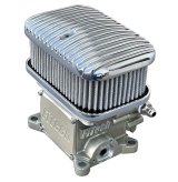 FiTech EFI 3x2 D-Shaped Air Filter Assemblies 42401 Cleaners, Rectangular, Opening, 3 x 2 Systems, Finned Top, Polished, Cotton Gauze Gray Element, with Hardware, Set of 3 thumbnail 4