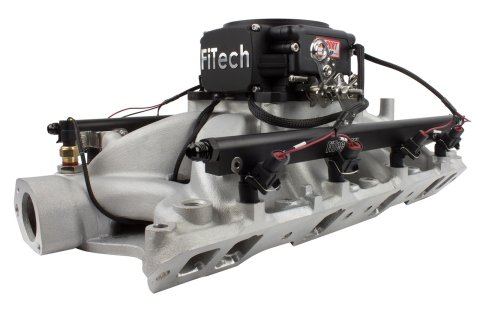 FiTech Go Port EFI Complete Fuel Injection Systems 30258 System, EFI, Intake Manifold, Satin Black Throttle Body, Injectors, ECM, Chevy, Big Block, Kit thumbnail 1