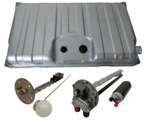 FiTech Go EFI Fuel Tank Kits for 1962-1965 CHEVY II - 58040 Tank, 16 Gallon, Steel, Silver Powdercoated, Chevrolet, Kit