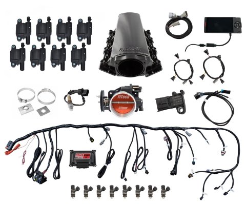 FiTech Ultimate LS EFI 500 HP Fuel Injection Systems 79007 Injection, LS, Tall for LS1/LS2/LS6 - 500hp w/ Trans Control for truck ACC, led coil pack set
