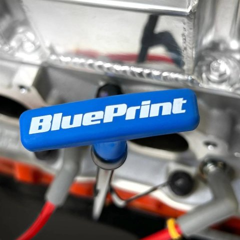 BluePrint Engines Dipstick and Tubes BPP6750 Engine Oil Dipstick, Tube, Steel, Black Tube, Blue Handle, Dual Sump, Block Entry, 5.0L, 302 CID, Windsor, Ford, Each thumbnail 1